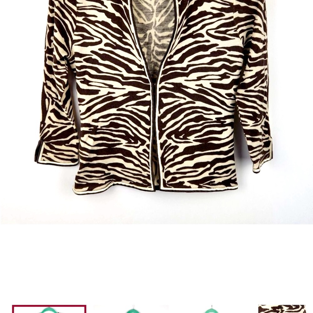 J. Crew 100% Wool Zebra Print Lightweight Cardigan Sweater sz M/fits Small